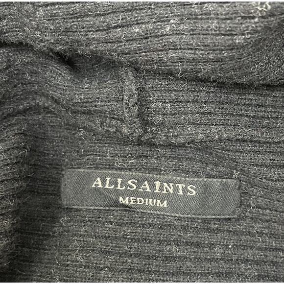 Allsaints Rio Roll Neck Sweater Hi-Lo Charcoal Gray Wool Cotton Size Medium - Picture 5 of 6